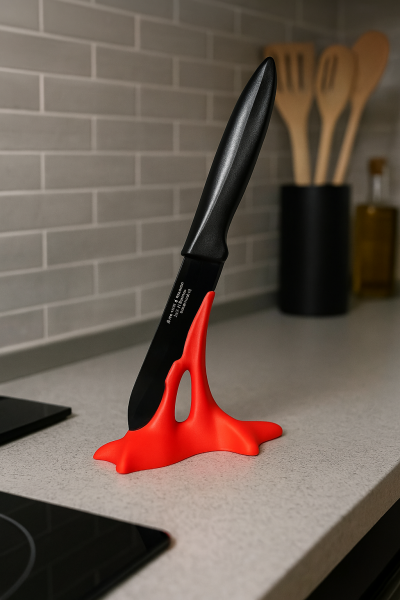 Kırmızı Kanlı Bıçak Tutucu Standı